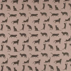 Dekostoff Halb-Panama Leinenlook Katzen Grafik schwarz grau 155cm Breite