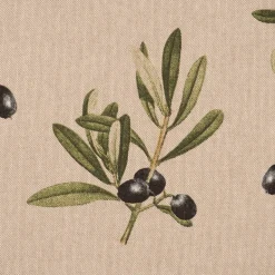 Dekostoff Halbpanama Leinenlook Olive Branch Olivenzweige natur grün 1,40m Breite