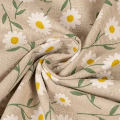 Dekostoff Halbpanama Leinenlook Daisy Sweet Field Gänseblümchen natur weiß 1,40m Breite