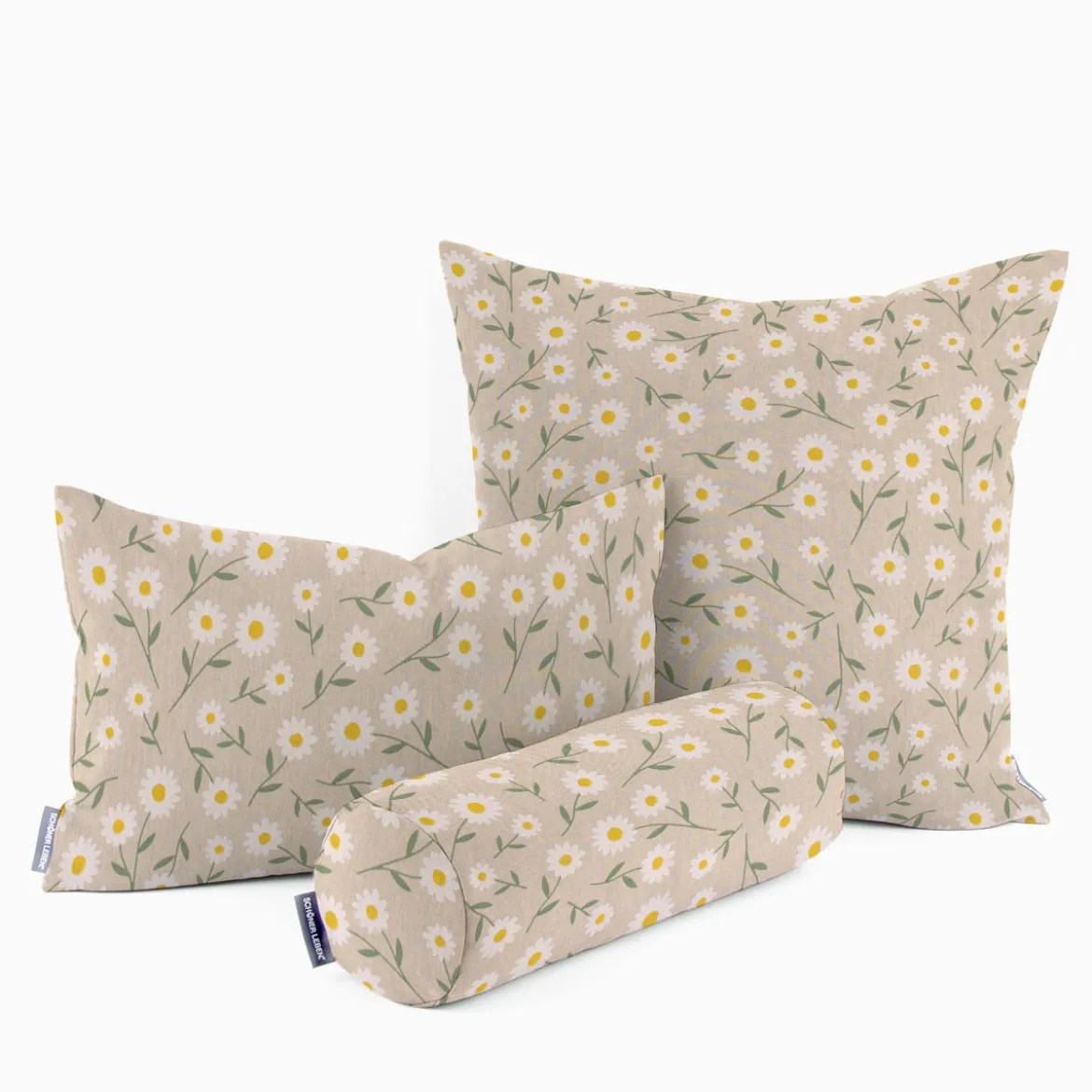 Dekostoff Halbpanama Leinenlook Daisy Sweet Field Gänseblümchen natur weiß 1,40m Breite