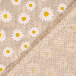 Dekostoff Halbpanama Leinenlook Daisy Sweet Garden Gänseblümchen Blüten natur weiß 1,40m Breite