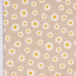 Dekostoff Halbpanama Leinenlook Daisy Sweet Garden Gänseblümchen Blüten natur weiß 1,40m Breite