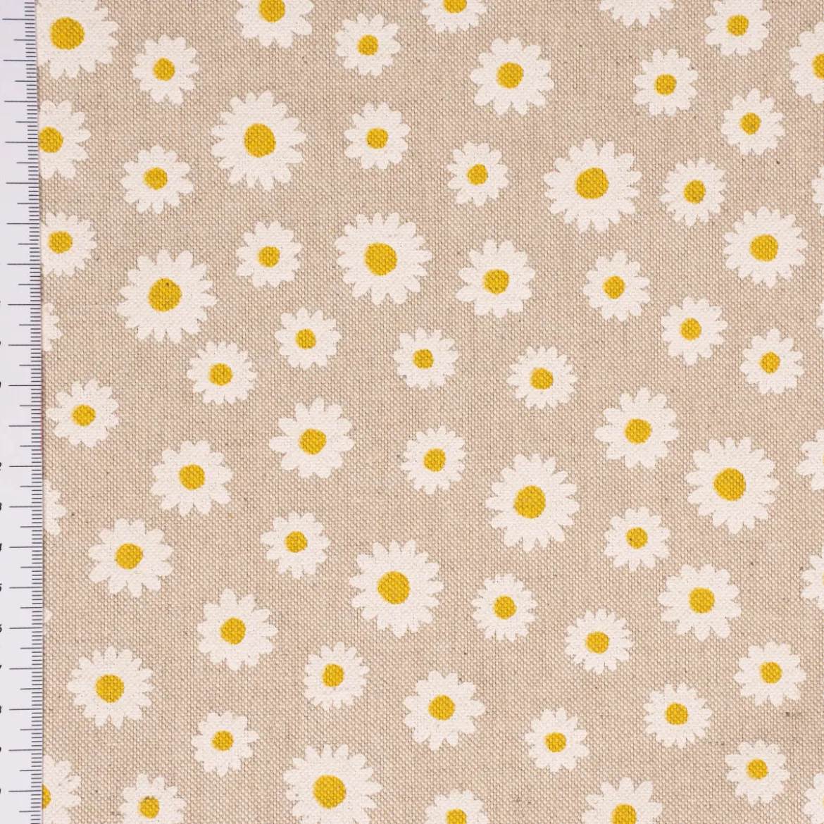 Dekostoff Halbpanama Leinenlook Daisy Sweet Garden Gänseblümchen Blüten natur weiß 1,40m Breite