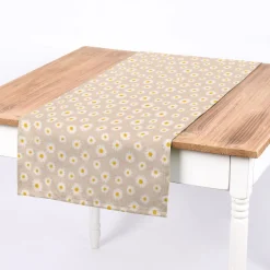 Dekostoff Halbpanama Leinenlook Daisy Sweet Garden Gänseblümchen Blüten natur weiß 1,40m Breite