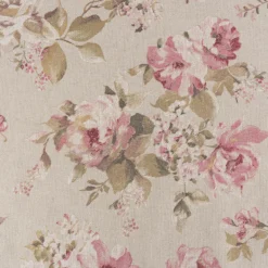Dekostoff Halbpanama Leinenlook Classic Painted Rose Rosen natur rosa 1,40m Breite
