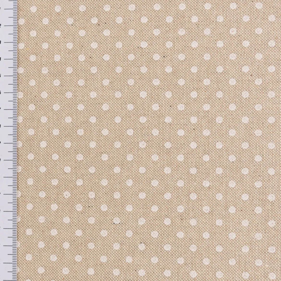 Dekostoff Halbpanama Leinenlook Basic Dot Pünktchen natur weiß 1,40m Breite
