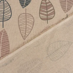 Dekostoff Halbpanama Leinenlook Scandi Retro Leaves Blätter natur rosa 1,40m Breite