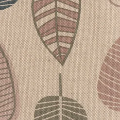 Dekostoff Halbpanama Leinenlook Scandi Retro Leaves Blätter natur rosa 1,40m Breite