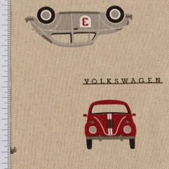 Dekostoff Halbpanama Leinenlook VW Beetle Racing Volkswagen Käfer natur rot grün blau 1,40m Breite