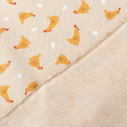 Dekostoff Halbpanama Leinenlook Little Happy Chicken natur gelb 1,40m Breite