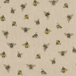 Dekostoff Halbpanama Leinenlook Bee Buzzing Bienen Hummeln natur gelb 1,40m Breite
