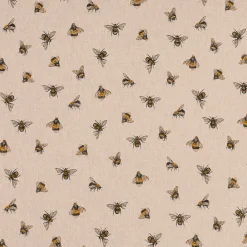 Dekostoff Halbpanama Leinenlook Bee Buzzing Bienen Hummeln natur gelb 1,40m Breite