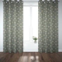 Dekostoff Halbpanama Leinenlook Elegant Dandelion Pusteblume mintgrün natur 1,40m Breite