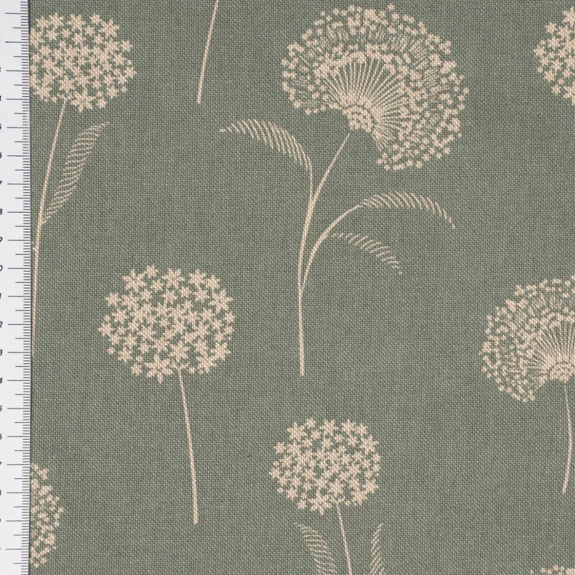 Dekostoff Halbpanama Leinenlook Elegant Dandelion Pusteblume mintgrün natur 1,40m Breite