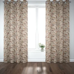 Dekostoff Halbpanama Leinenlook Cat Wildlife Art Katzen natur braun 1,40m Breite