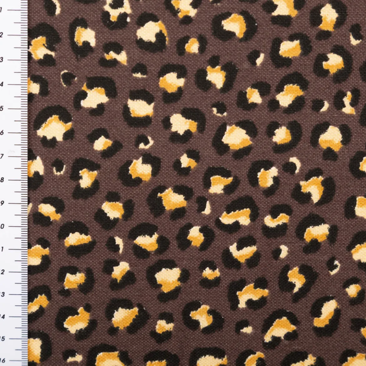 Dekostoff Halbpanama Leomuster Leoprint dunkelbraun gold 1,40m Breite
