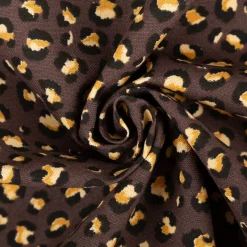 Dekostoff Halbpanama Leomuster Leoprint dunkelbraun gold 1,40m Breite
