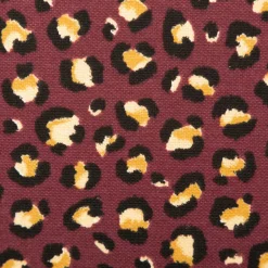 Dekostoff Halbpanama Leomuster Leoprint weinrot gold 1,40m Breite