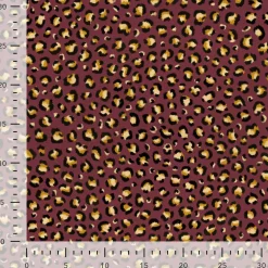 Dekostoff Halbpanama Leomuster Leoprint weinrot gold 1,40m Breite