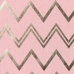 Dekostoff Halbpanama Metallikdruck Chevron Zacken rosa goldfarbig metallic 1,40m breit