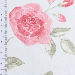 Dekostoff Halbpanama Romantic Floral Rose hellblau rosa 1,40m Breite