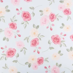 Dekostoff Halbpanama Romantic Floral Rose hellblau rosa 1,40m Breite
