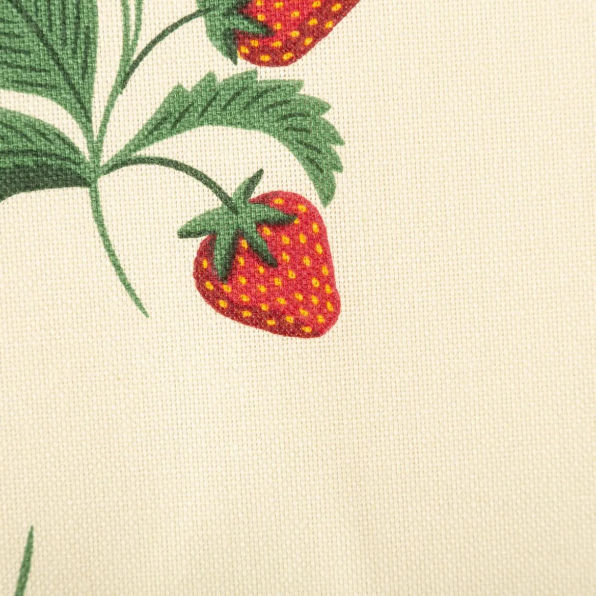 Dekostoff Halbpanama Strawberry Happy Fruit Erdbeeren vanille rot 1,4m Breite