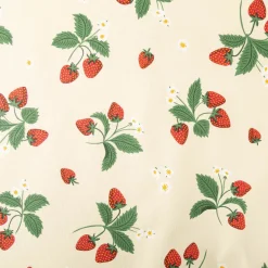 Dekostoff Halbpanama Strawberry Happy Fruit Erdbeeren vanille rot 1,4m Breite
