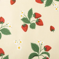 Dekostoff Halbpanama Strawberry Happy Fruit Erdbeeren vanille rot 1,4m Breite