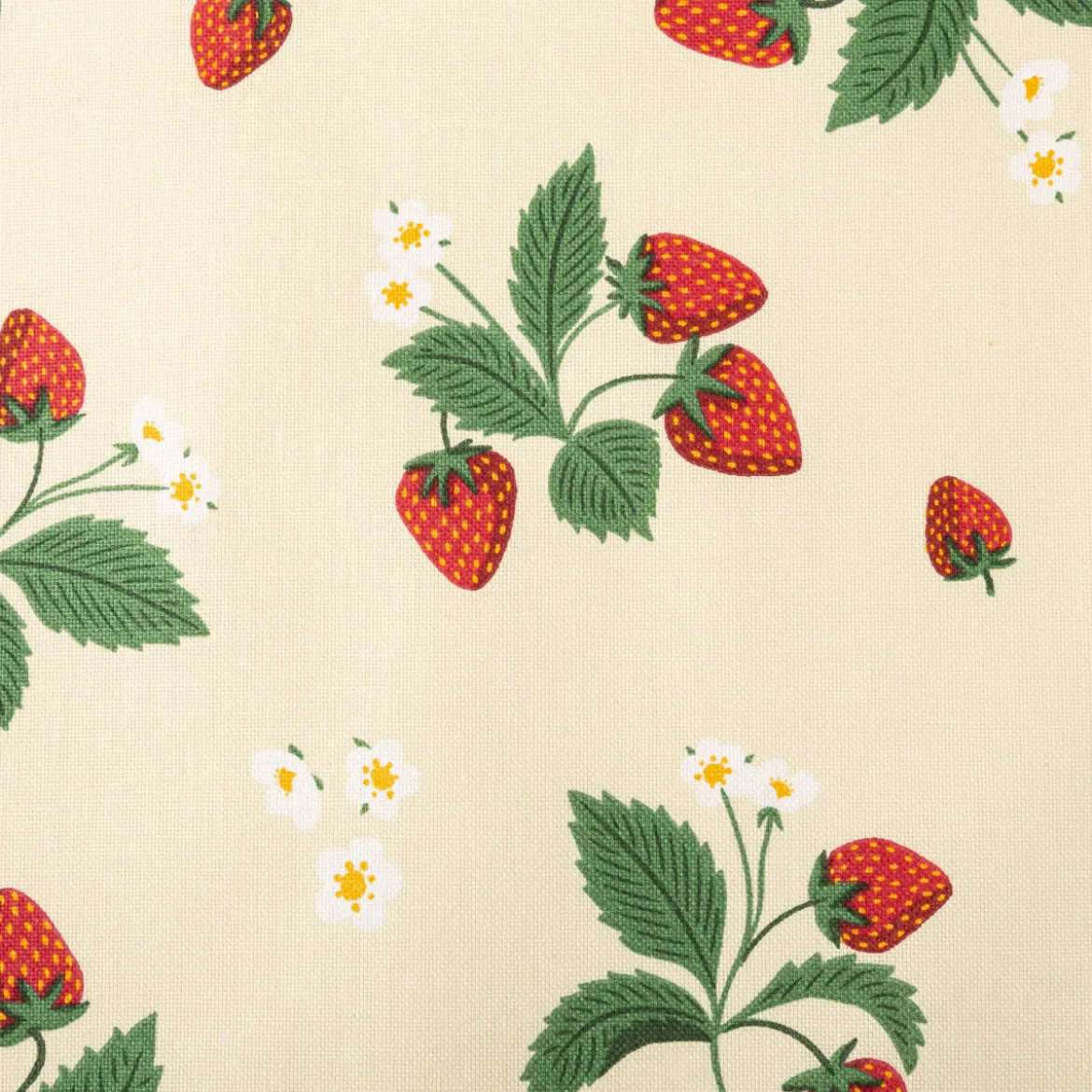 Dekostoff Halbpanama Strawberry Happy Fruit Erdbeeren vanille rot 1,4m Breite