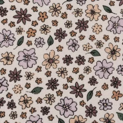 Dekostoff Halbpanama Sweet Flower Sprinkles Allover Blüten beige lila 1,40m Breite