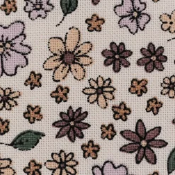 Dekostoff Halbpanama Sweet Flower Sprinkles Allover Blüten beige lila 1,40m Breite