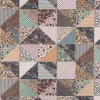 Dekostoff Halbpanama Sweet Flower Quilt Patchwork Vintage Blümchen bunt lila 1,40m Breite