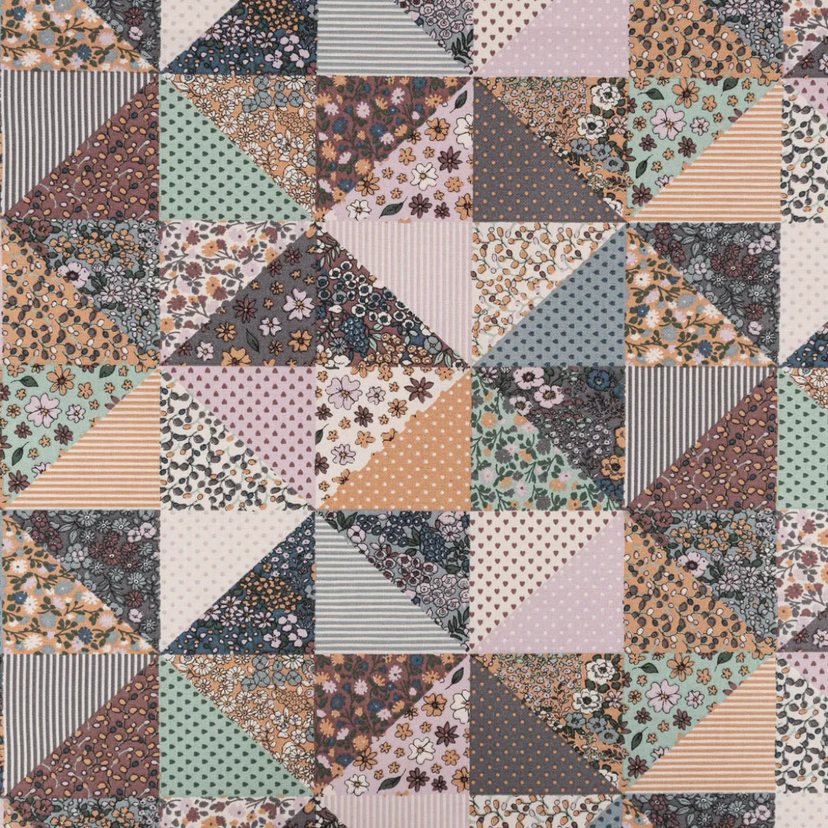 Dekostoff Halbpanama Sweet Flower Quilt Patchwork Vintage Blümchen bunt lila 1,40m Breite