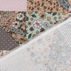 Dekostoff Halbpanama Sweet Flower Quilt Patchwork Vintage Blümchen bunt lila 1,40m Breite
