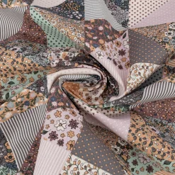 Dekostoff Halbpanama Sweet Flower Quilt Patchwork Vintage Blümchen bunt lila 1,40m Breite