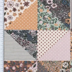 Dekostoff Halbpanama Sweet Flower Quilt Patchwork Vintage Blümchen bunt lila 1,40m Breite
