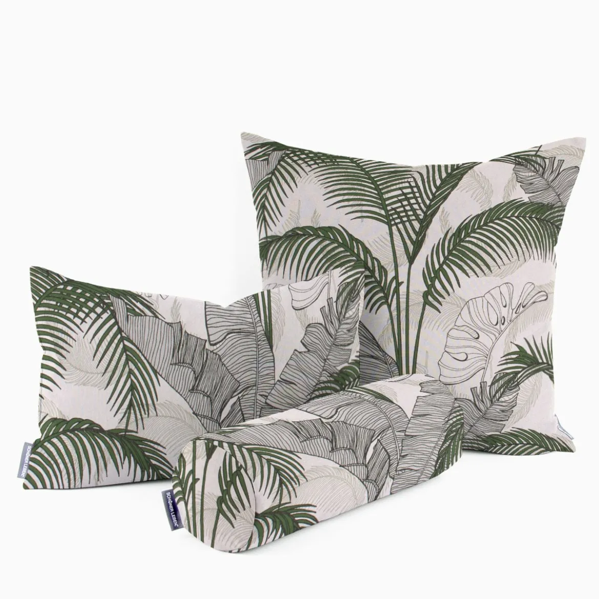 Dekostoff Halbpanama Tropical Planet Palmenblätter weiß grün 1,40m Breite