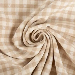 Dekostoff Herzchen Karo klein beige weiß 140cm Breite