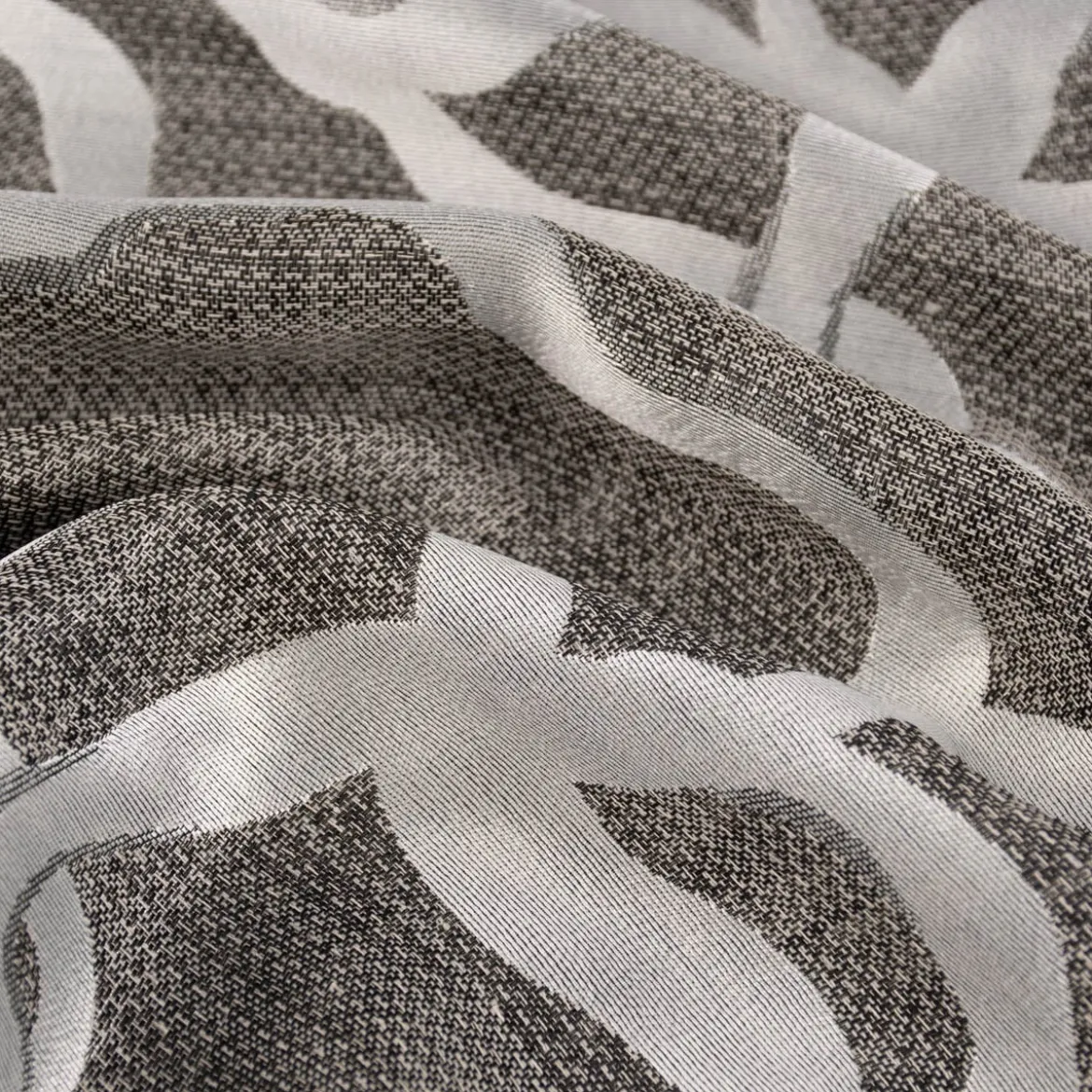 Dekostoff Jacquard beidseitig Labyrinth Liniengeflecht grau silber 1,60m Breite