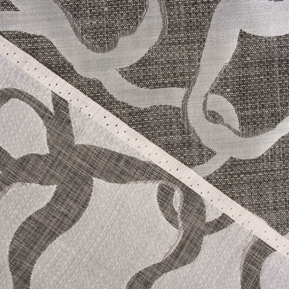 Dekostoff Jacquard beidseitig Labyrinth Liniengeflecht grau silber 1,60m Breite