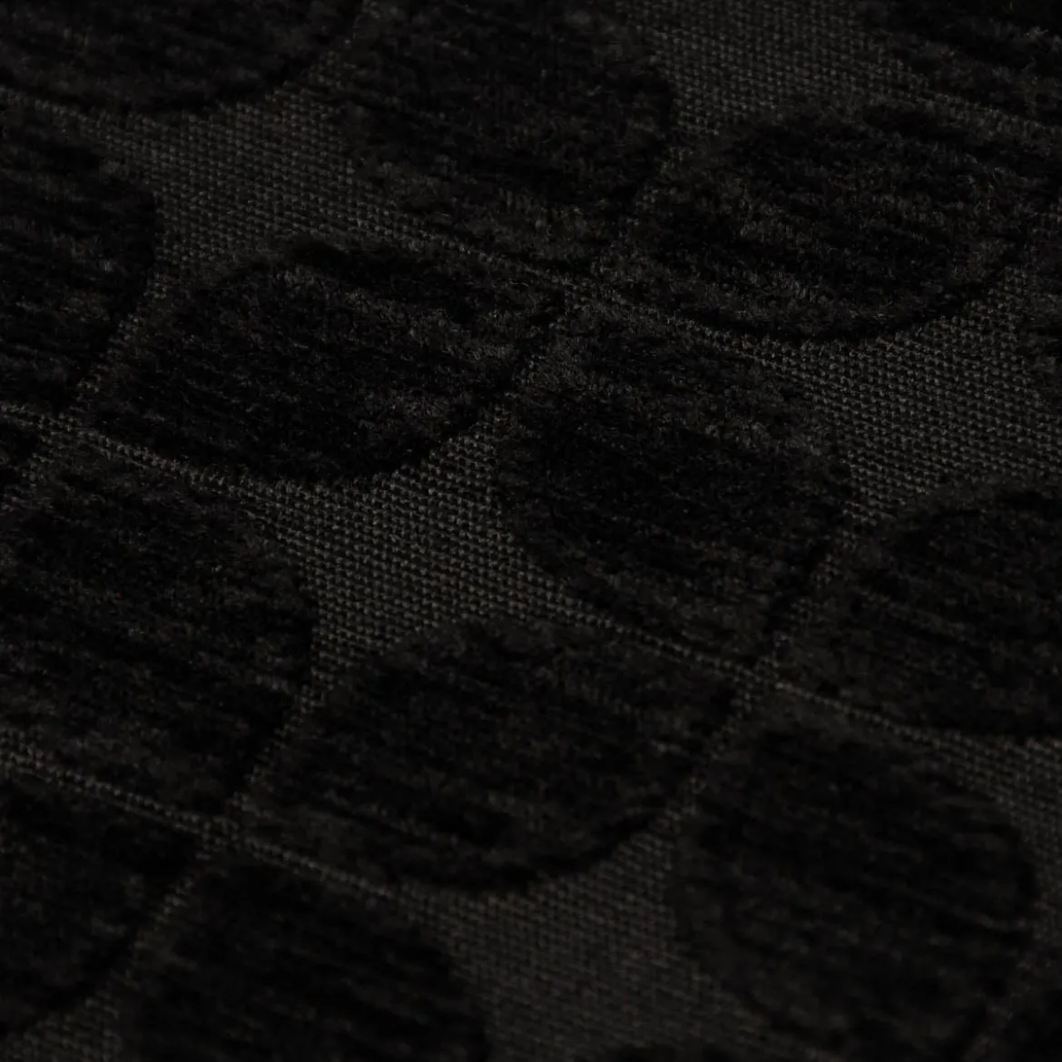 Dekostoff Jacquard Chenille Deluxe Soft Retro Leaf schwarz 1,40m Breite