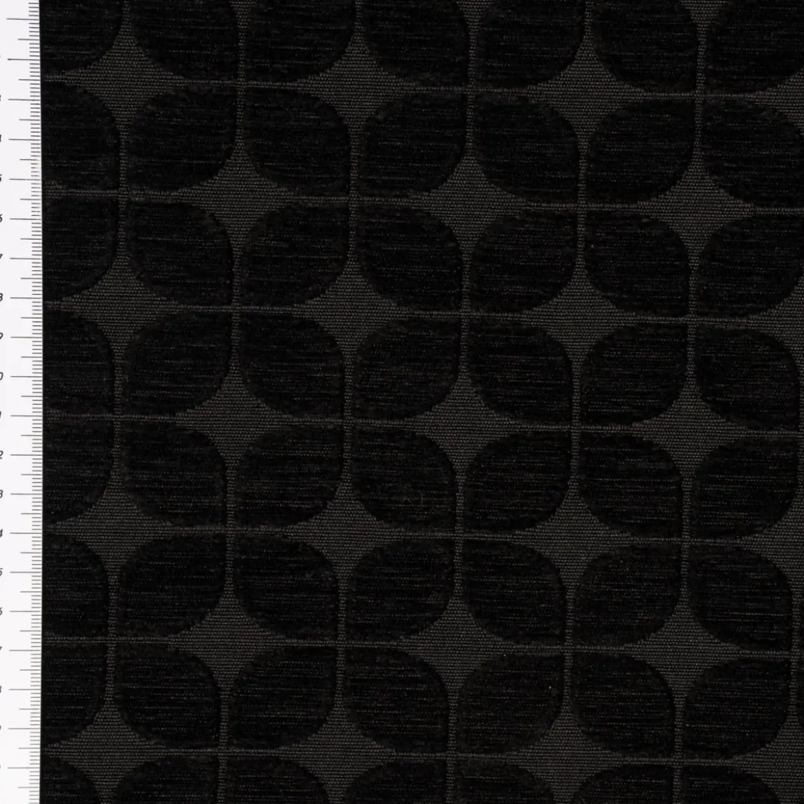 Dekostoff Jacquard Chenille Deluxe Soft Retro Leaf schwarz 1,40m Breite