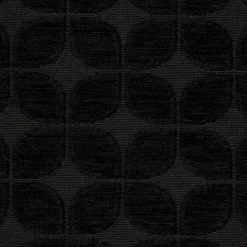 Dekostoff Jacquard Chenille Deluxe Soft Retro Leaf schwarz 1,40m Breite