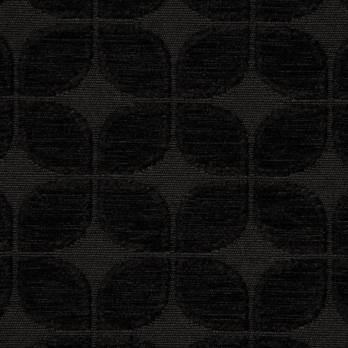 Dekostoff Jacquard Chenille Deluxe Soft Retro Leaf schwarz 1,40m Breite
