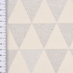 Dekostoff Jacquard Doubleface Premium Metallic Triangel Retro Scandi silber hellbeige 1,4m Breite