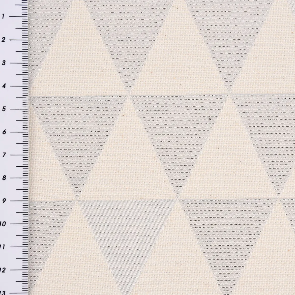 Dekostoff Jacquard Doubleface Premium Metallic Triangel Retro Scandi silber hellbeige 1,4m Breite