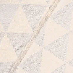 Dekostoff Jacquard Doubleface Premium Metallic Triangel Retro Scandi silber hellbeige 1,4m Breite