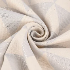 Dekostoff Jacquard Doubleface Premium Metallic Triangel Retro Scandi silber hellbeige 1,4m Breite