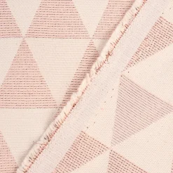 Dekostoff Jacquard Doubleface Premium Metallic Triangel Retro Scandi rosa hellbeige 1,4m Breite